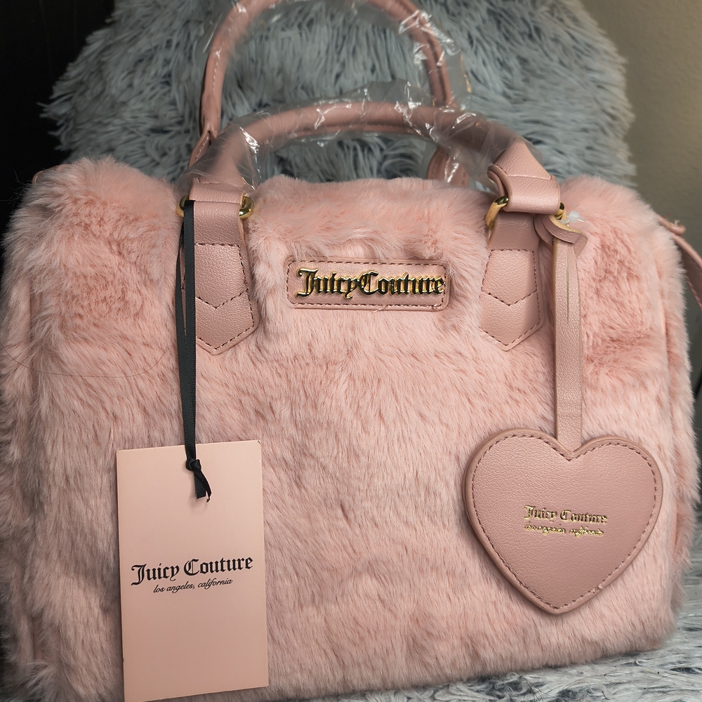 Juicy Couture Pink Faux Fur Satchel Purse Brand New